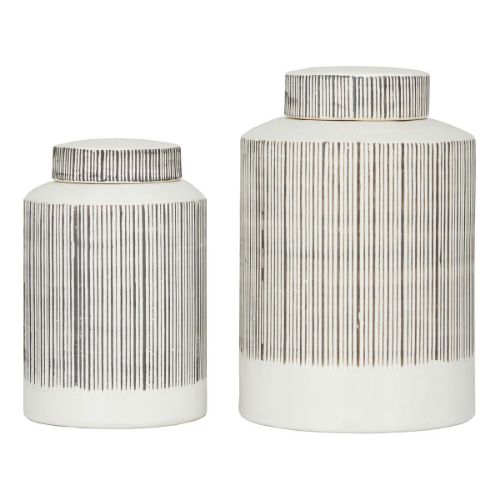 Picture of STRIPED DECORATIVE JAR SET OF 2