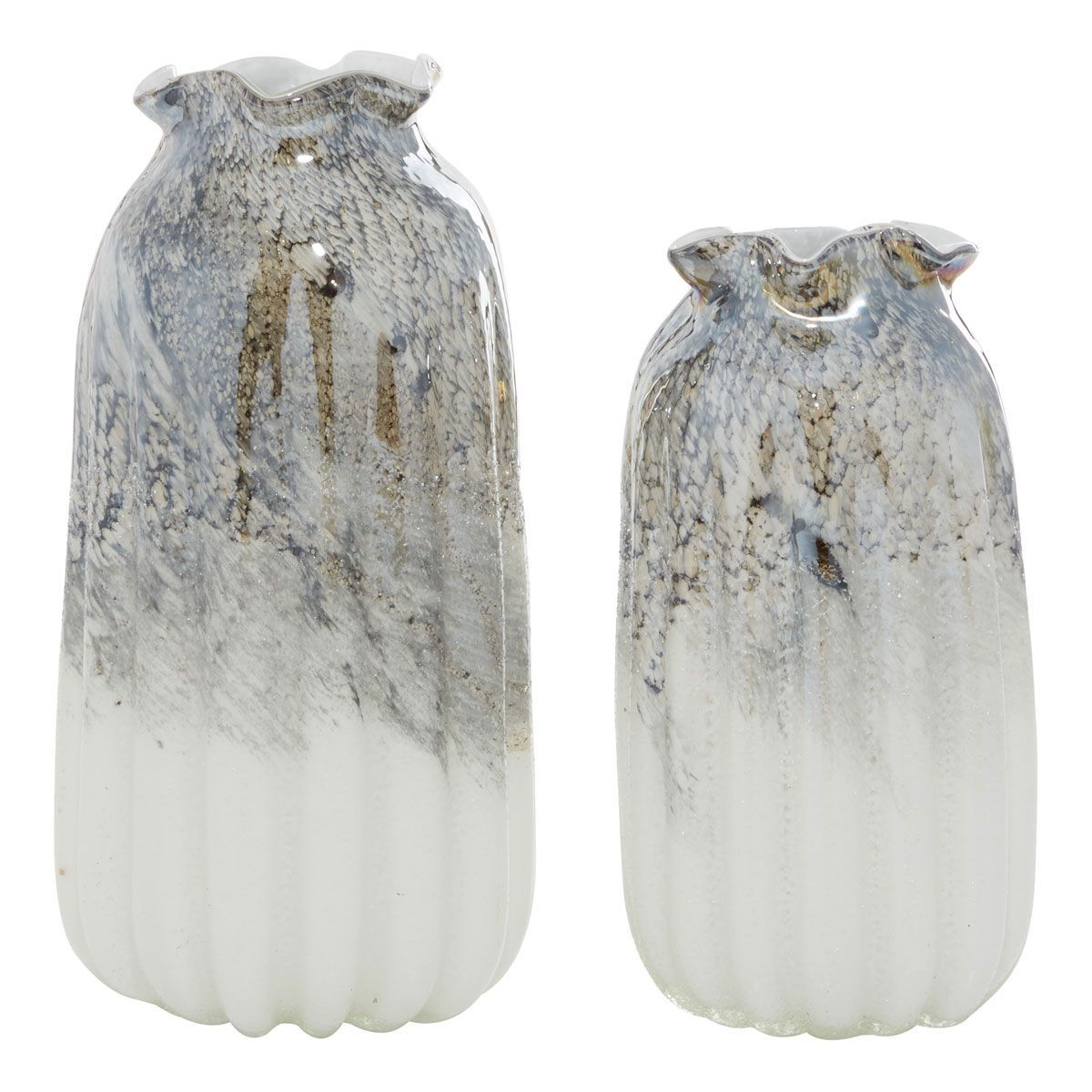 Picture of GREY GLASS HANDMADE BLOWN VASE SET OF 2