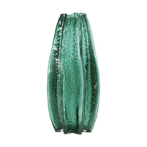 Picture of GREEN GLASS HANDMADE TEXTURED VASE