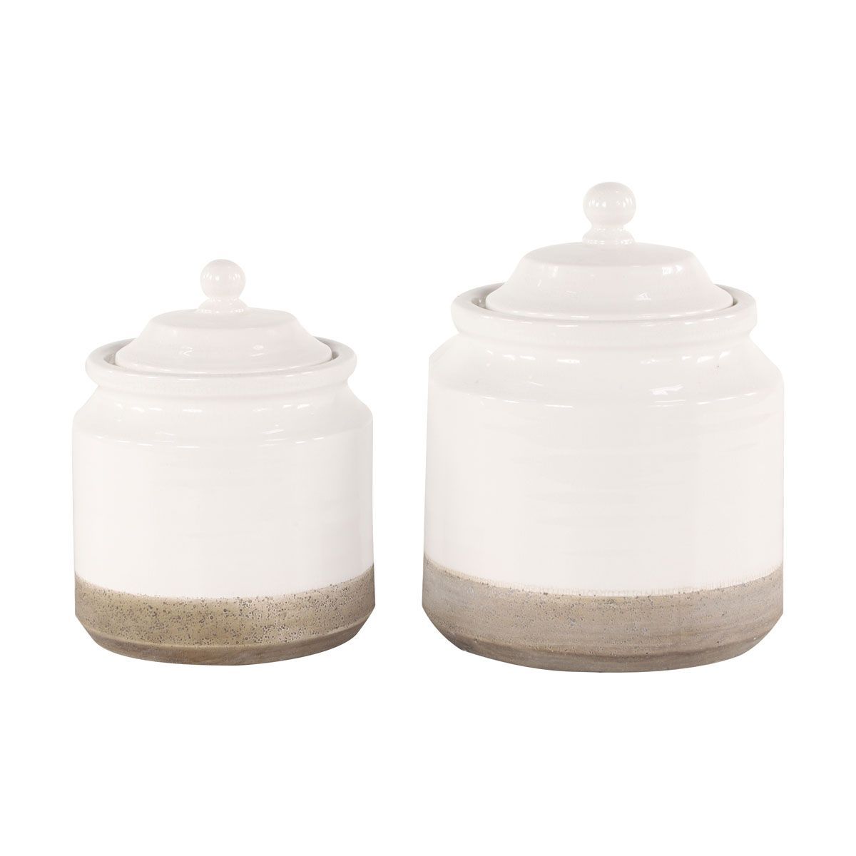 Picture of WHITE CERAMIC JAR SET OF 2