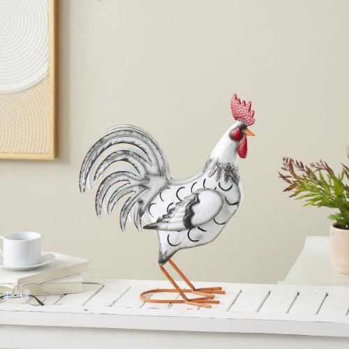 Picture of WHITE METAL ROOSTER