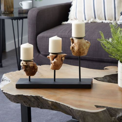 Picture of TEAK WOOD CANDLE HOLDER