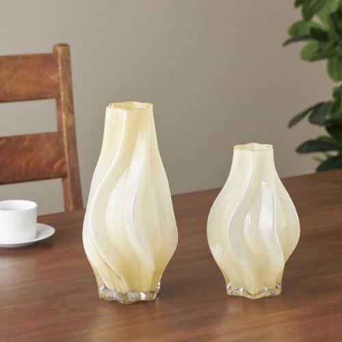 Picture of YELLOW GLASS VASE SET OF 2