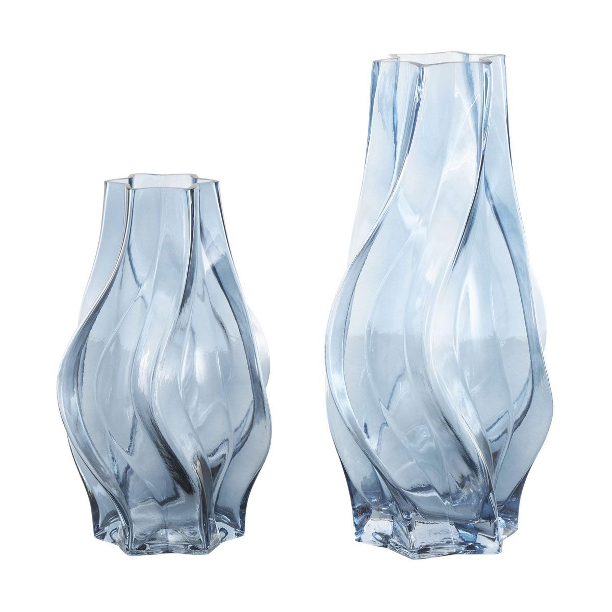 Picture of BLUE GLASS VASE SET OF 2