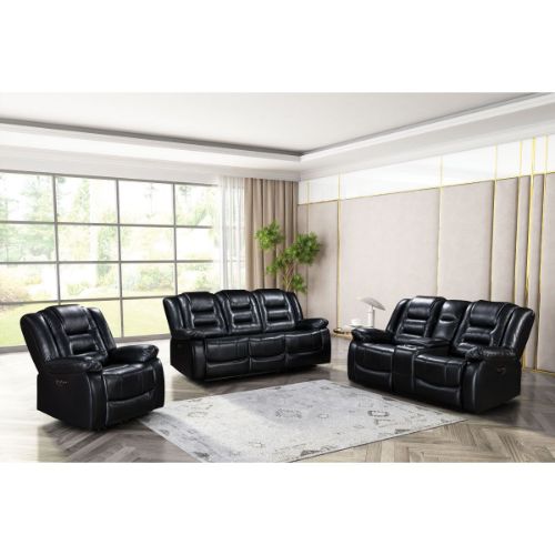 Picture of NEXUS BLACK LEATHER DUAL POWER RECLINING CONSOLE LOVESEAT