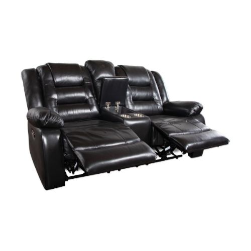 Picture of NEXUS BLACK LEATHER DUAL POWER RECLINING CONSOLE LOVESEAT