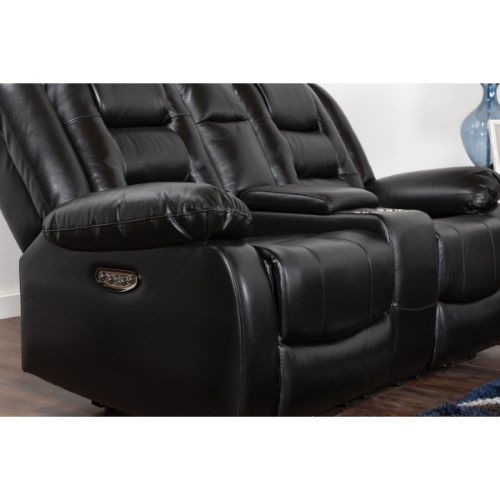 Picture of NEXUS BLACK LEATHER DUAL POWER RECLINING CONSOLE LOVESEAT