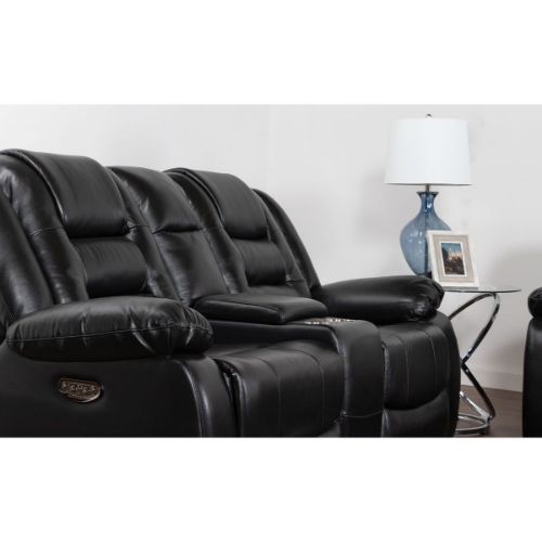 Picture of NEXUS BLACK LEATHER DUAL POWER RECLINING CONSOLE LOVESEAT